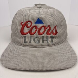 COORS LIGHT Hat Cap Corduroy Beer Logo Adjustable Gray Red Blue Snapback NEW